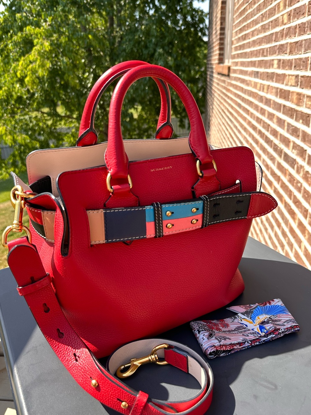 BURBERRY MULTICOLOR BELT SATCHEL BAG TOTE